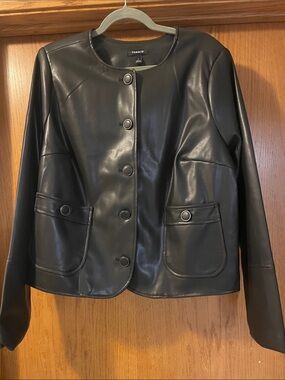 torrid Black Faux-Leather Button Jacket L12